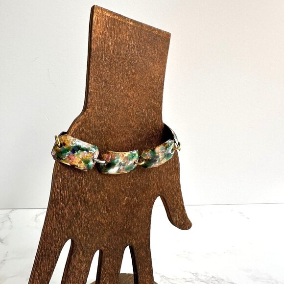 Copper & Enamel Panel Link Bracelet 7.5" With Toggle Clasp - Picture 8 of 10